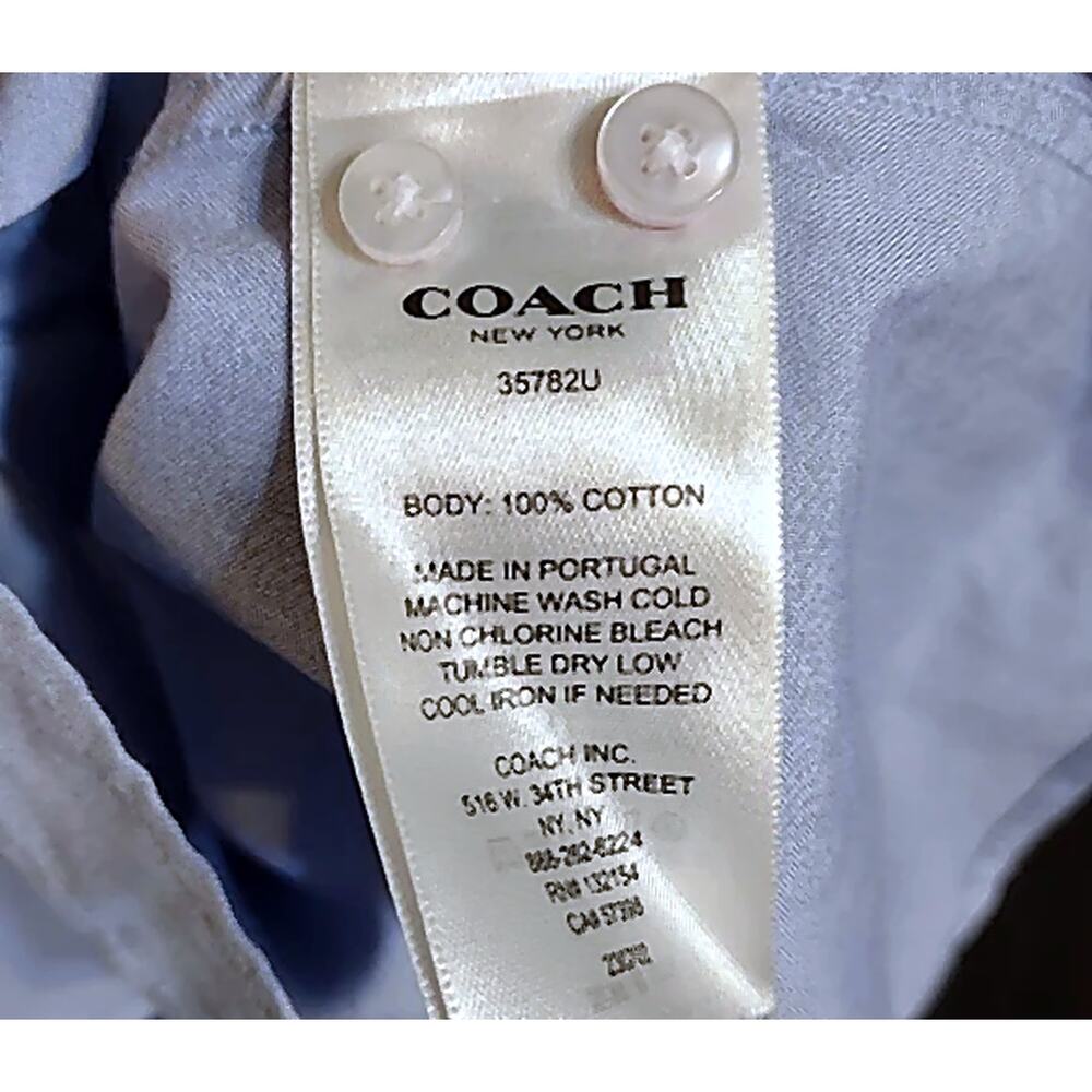 Coach 1941 Blue Classic Long Sleeve Tailored Button Down Oxford Shirts Size 14 - Picture 5 of 6